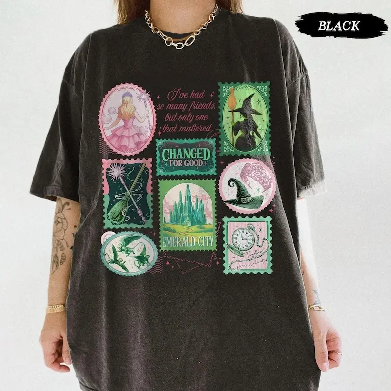 Gildan Tshirt/Comfort Colors Wicked Changed For Good Comfort Colors Shirt, Wizard Defying Gravity Tee, Retro Pink Green Musical Shirt, Broomstick Magic Wand Gift Shirt