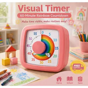 School Visual Timer for Children with Night Light, Digital Stopwatch, Pomodoro Timer for Kitchen and Home Use