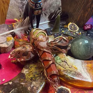 Smoky Amethyst, Red Jasper, Clear Quartz & Green Jasper Ankh Amulet