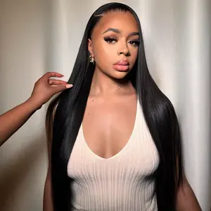 [Super Deal] Hot Star Straight and Body Wave Natural Black 13x6 HD Transparent Lace Front Human Hair Wigs Pre Plucked Wigs For Women