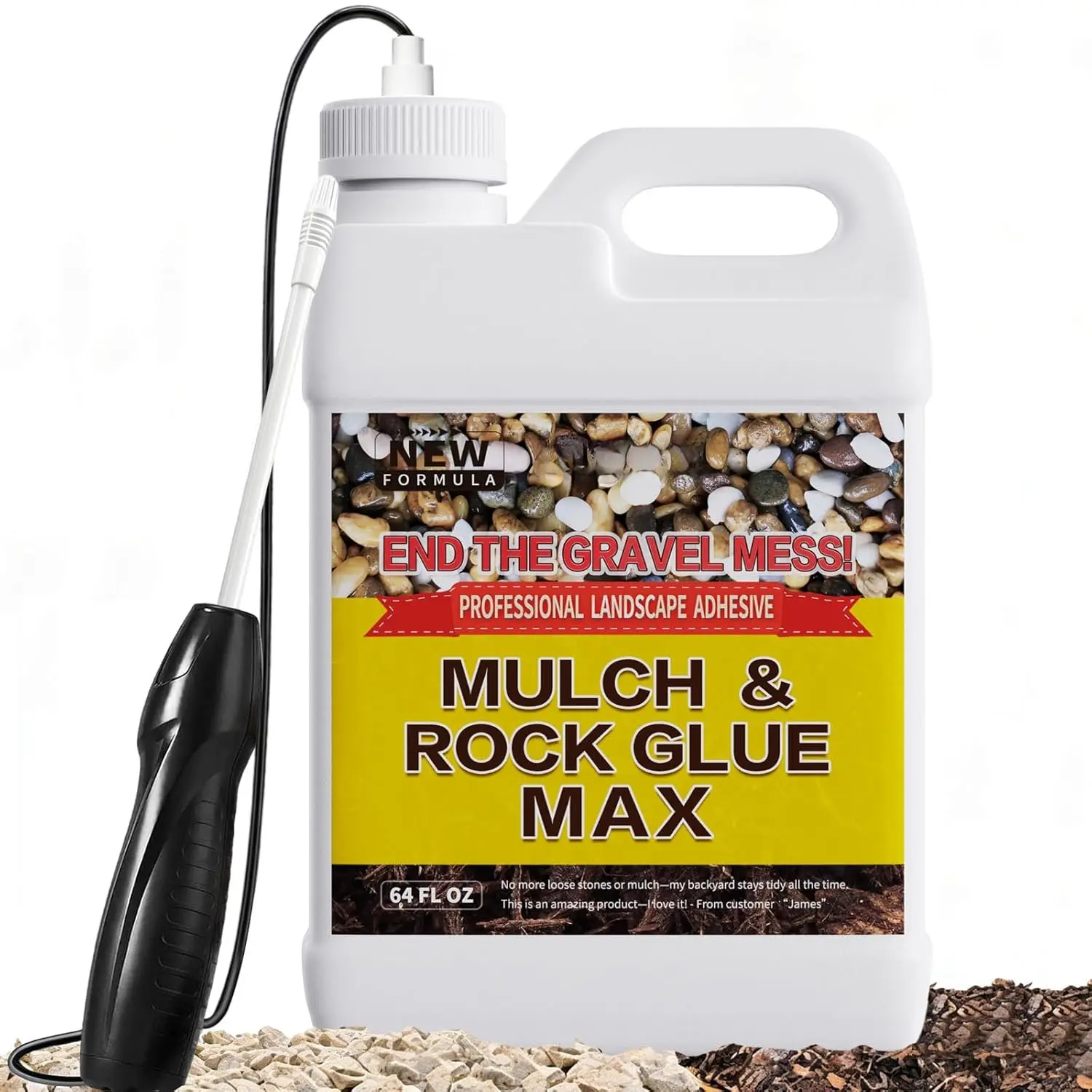 Rock Glue For Landscaping With Electric Sprayer 64 OZ Ready-to-Use Mulch Glue,Gravel Glue  Permeable,Pet-Safe Adhesive for Stones & Pebbles,Suitable for Outdoor Landscape,Walkways & Patios