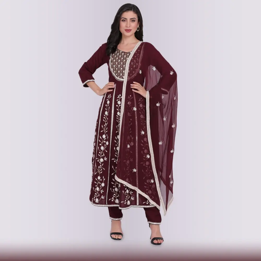 white christmas dresses FULL HEAVY FRONT WORK NAIRA CUT – Arsh Wardrobe Collection main image 0