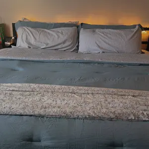 Monbix 7-Pieces Comforter Set, Modern Farmhouse Coastal Style Bedding, 1 Single-Stitch Comforter, 2 Pillowcases, 2 Shams, 1 Flat & 1 Fitted Sheet