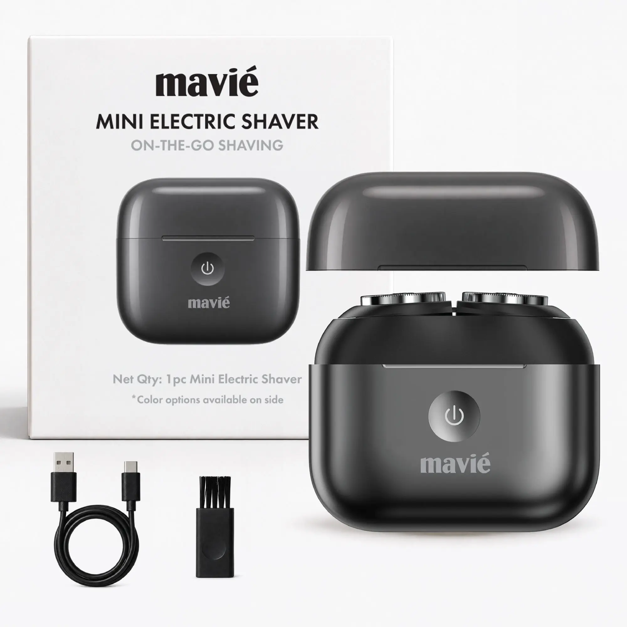 Mavié Mini Electric Shaver for Men, Portable Travel Razor with Magnetic Snap Cap, 9000 RPM Dual Motor, USB-C Fast Charging, IPX4 Washable, Cordless & Pocket-Sized
