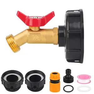 7Pcs IBC Tote Tank Adapter Kit - 2 Size IBC Tote Hose Adapter,2.44" Fine with 2 "Fine Coarse Thread,Garden Hose Quick Connector,for Water Tanks