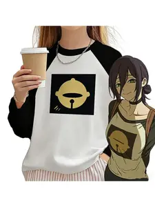 Japanese Anime Reze Cosplay Long-sleeve T-shirt Chainsaw Men's And Women's Clothes Y2K Street Harajuku Casual Style Crew Neck Top