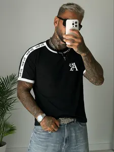 Men's College Style Casual Short Sleeve T-Shirt, A Letter Print Design, Perfect Summer Wear for Active Men, Fashionable & Comfortable Fit Streetwear