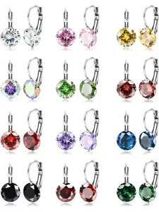 12 Pairs Golden Silvery Classic Drop Earrings Set for Women Men Stainless Steel Earring Kit Traditional Dangle Earring Set Brilliant Colorful CZ Durable Structure Rich Multi-shade Zirconia Remarkable Light Dispersion Sophisticated Sparkling Temperament