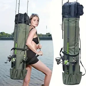 Fishing Rod Bag, Portable Fishing Pole Carrier with Multiple Rod Holders, Lightweight Fishing Tackle Storage Bag for Travel & Outdoor Fishing
