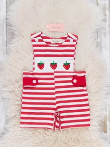 Striped Strawberry Trio Smocked Johnny