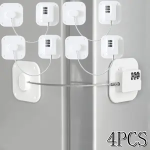 4Pcs Cabinet Locks with Combination,Drawer Lock,Youngers Proof Refrigerator Lock,Beginners Safety Locks for Cabinets