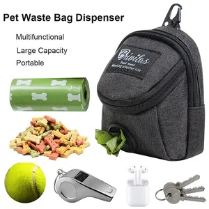 Portable Dog Training Treat Bag Multifunctional Pouch with Poop Bag Dispenser Waterproof Nylon for Outdoor Activities Large Capacity & Durable