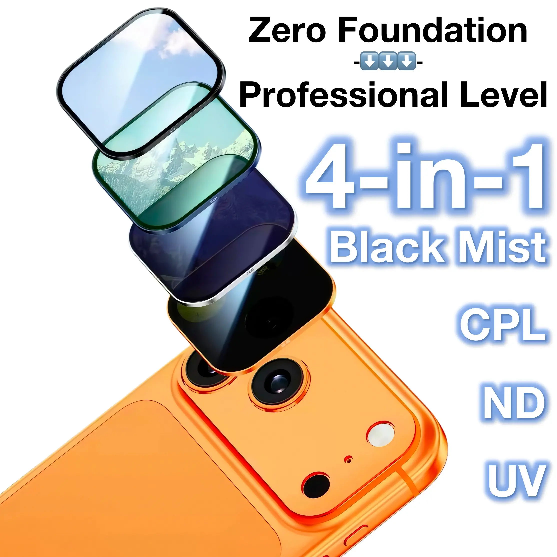 Lens Filter Kit for iPhone 17 Pro/max, Mobile Lens Filter, 4-In-1 Cpl Nd UV Mist, Premium Optical Glass, Cinematic Content Creation, Photography Set