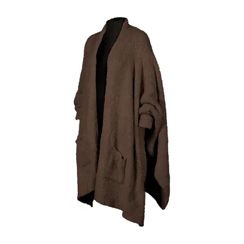 Songling Adult Sherpa Cape Wearable Blanket - Flowing Side Slits, 50" Width, Machine Washable Home Warm Shawl Wrap for Office/TV Use - Gift Option (TikTokShopBlackFriday)