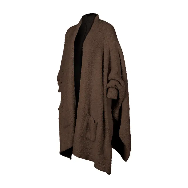 Songling Women's Fleece Sherpa Cape Wearable Blanket - Microfleece, Ribbed Cuffs, Pill-Resist Fabric, Shed-Resist Fleece, 50" Width, Flowing Side Slits, Machine Washable Warm Shawl Wrap for Office/TV Use, Gift Option (TikTokShopBlackFriday)