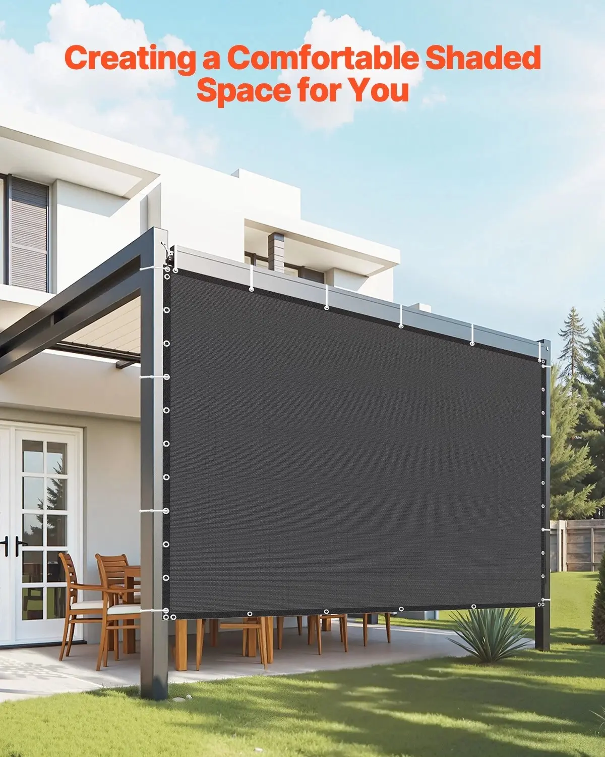 90% High-Density Sun Protection Grommeted Shade Cloth Privacy Screen, 10x10 ft Sturdy Stainless Steel Adjustable - Quick Install for Patio Garden, Chicken Coops - Black, Greenhouses