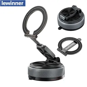 2-in-1 Magnetic Phone Mount with Vacuum Suction Grey, Strong Hold for Car Dashboard & Desk, 360° Adjustable for Hands-Free Navigation & Calls Detachable Holder Android Grip Smartphone Cellphone Stand