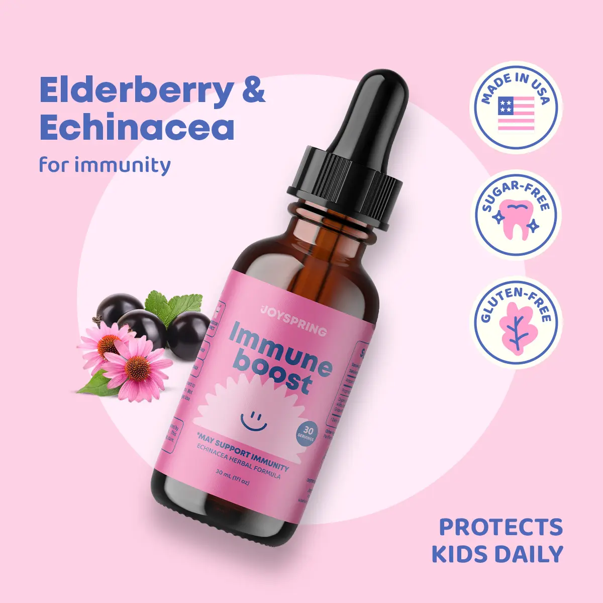 JoySpring Immune Boost Drops – Organic Elderberry Supplement for Immune Support Natural Healthcare Dietary Vitamin
