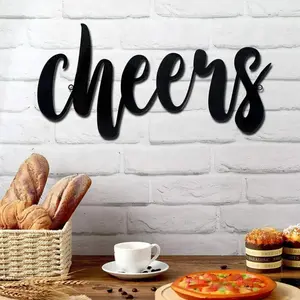 Vintage Metal Cheers Wall Art, Iron Silhouette Wall Sticker, Wall Decor for Home Living Room Bedroom Bathroom, Ornaments