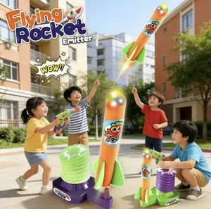 Light-Up Glow Foam Rocket Launcher – Adjustable Stand, Shoots Up to 200 ft, Outdoor Toy for Kids & Family, Cool Gift Idea for Party or Holiday