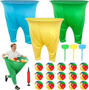 22pcs Granny Pants Yard Game, Oversized Giant Stretchy Pants Outdoor Game with 15 Inflatable Balls ,3 Stakes& Bicycle Pump, for Birthdays, BBQs, Beach and Backyard Games