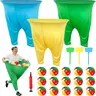 TURNMEON 22pcs Oversized Stretchy Durable & Breathable Polyester Granny Pants Backyard Game Kit - Unisex Kids Sports Outdoor Play Set, 31.5"l x 23.6"w, 15 Soft Safe Balls, 3 Stakes, Bicycle Pump, Exclusive Storage Bag, BBQs & Birthdays Crowd-Pleaser