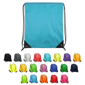 Drawstring Backpack Bulk Nylon Draw String Sport Bags 40 Pcs, 20 Colors