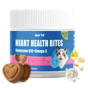 Just Try Cat Heart Health Supplement – Q10 & Taurine Chicken Flavored Soft Chews, 300 Count, Supports Cardiovascular Function for Adult & Senior Cats