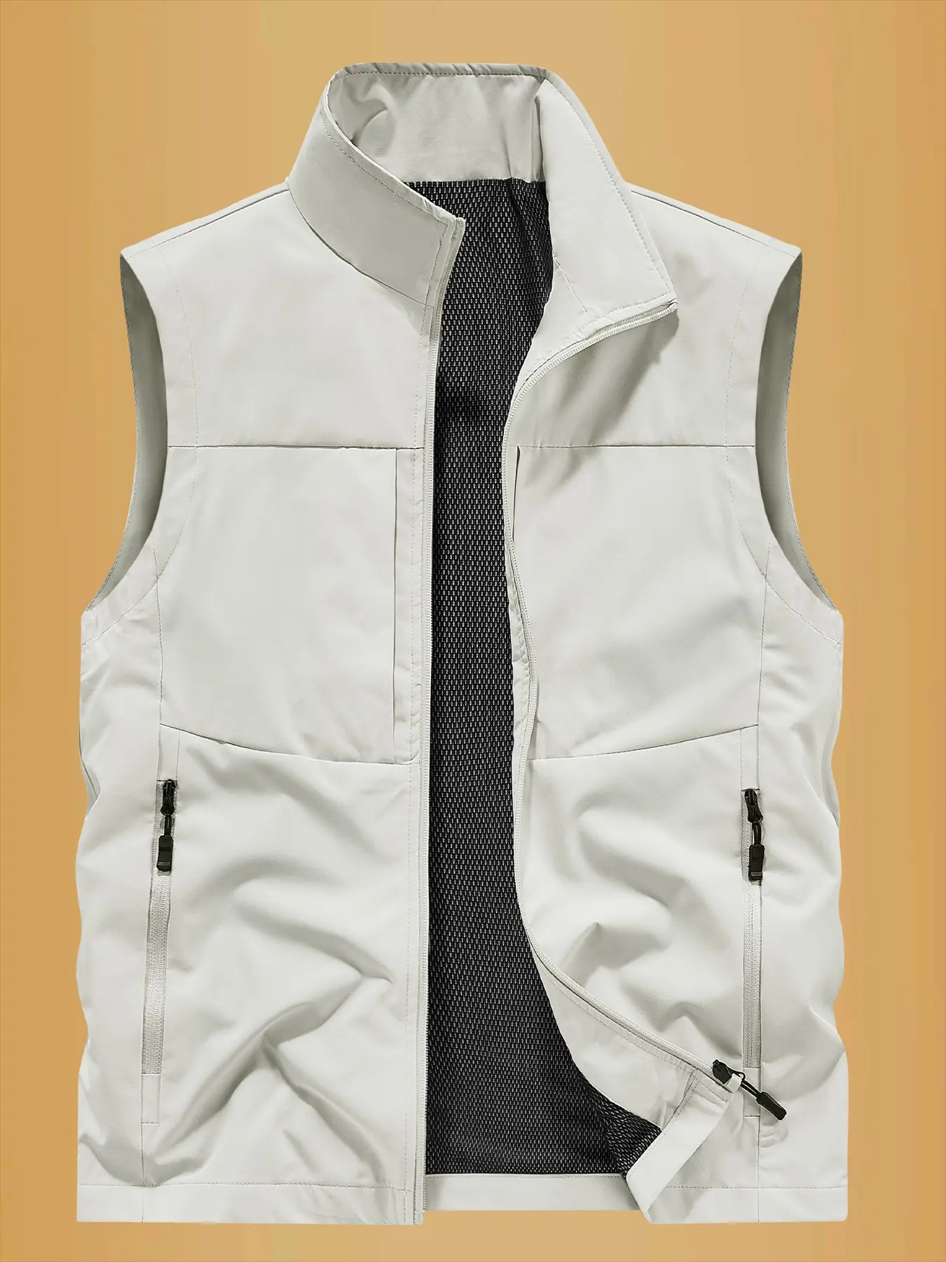 Men's Single Piece Quick-Dry Breathable Stand Collar Work Vest Gilet, Comfortable and Durable Design, Ideal for Daily Wear and Outdoor Activities