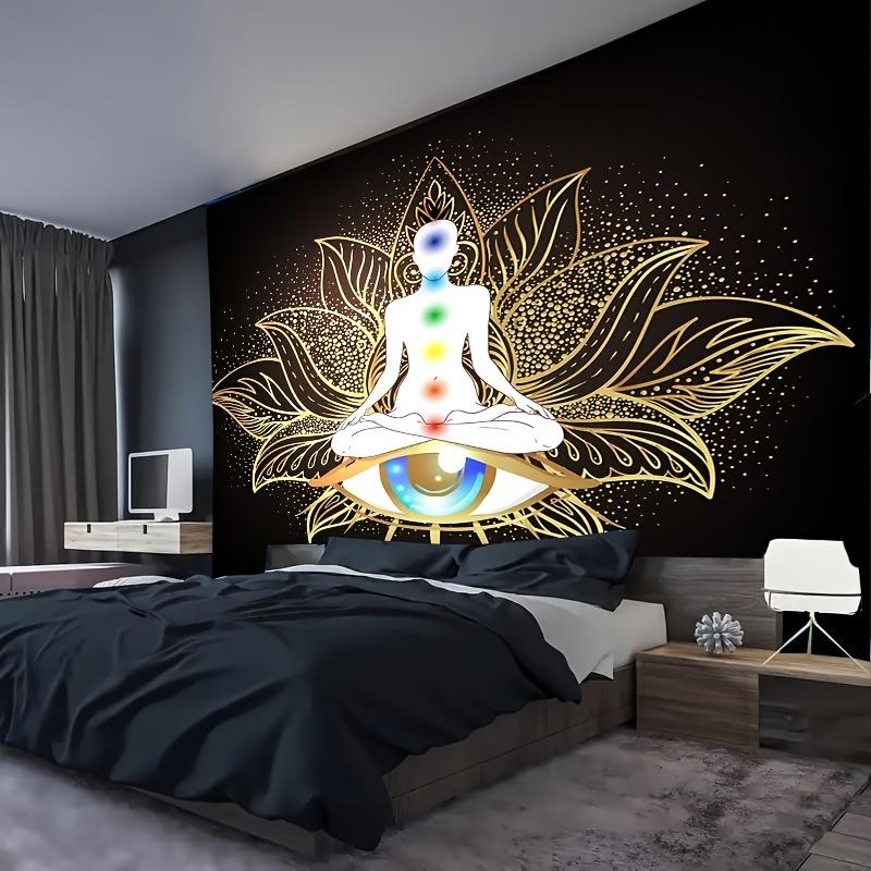 for Lotus & Meditation Portrait Tapestry - Soft Brushed Fabric Wall Hanging for Living Room, Bedroom, Dorm Decor, Zen Home Decor