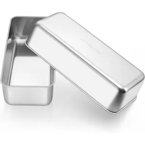 Loaf Pan for Homemade Bread-2 Pack, 12" x 5" Large Stainless Loaf Pans, Long Bread Baking Mold for Banana Cake Meatloaf Sourdough Lasagna, Nontoxic & Dishwasher Safe