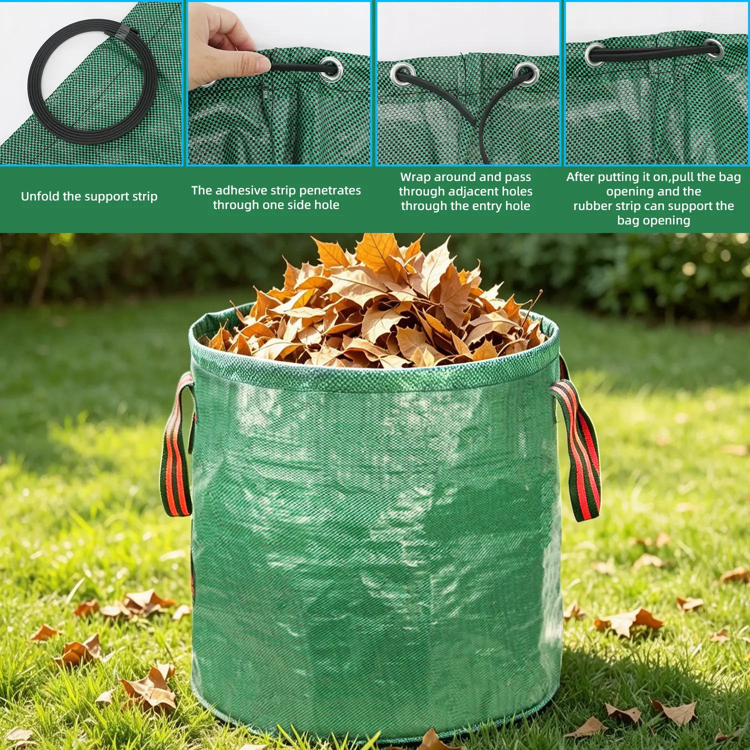 Reusable Standing Garden Waste Bags 2 Sizes Available, Durable Weed & Leaf Collector Sacks with Carry Handles for Backyard, Patio Seasonal Yard Cleanup