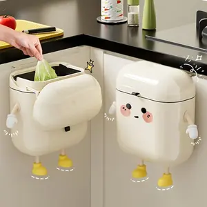 Wall-Mounted Mini Bin for Kitchen, Bathroom - Narrow, Spacious, Waterproof Lid, Stylish Attractive Home Care Trash Can