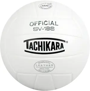 Tachikara SV18S Composite Leather Volleyball - White, Official Size Volley Ball for Competitive Play & Recreational Games