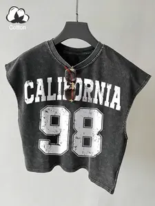 Unisex Vintage Sleeveless Tank Top, Casual Fashion Sleeveless, Unique Distressed Graphic Print, Casual Loose-Fit Streetwear, Y2K Aesthetic, Ideal for Hip-Hop Lovers, Summer, Skateboarding