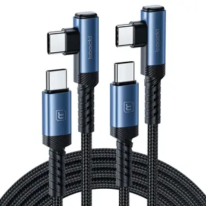 Toocki Fast Charging Cable USB-C 60W 90 Degree Right Angle Nylon Single Elbow cable Robust and Flexible Ideal for Samrtphones