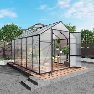 8x12 FT Polycarbonate Greenhouse Walk-in Heavy Duty Aluminum Frame Raised Base Anchor Kit for Outdoor Backyard All Season Gardening Plant Growing Green House Tent with Polycarbonate Panels, Home Furniture and Household Product Search Terms