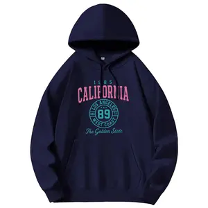 Holafish Trendy Queen "California" Pattern Oversized Hoodies Fleece Sweatshirts Fall Fashion 2025 Pullover Sweaters Winter Clothes