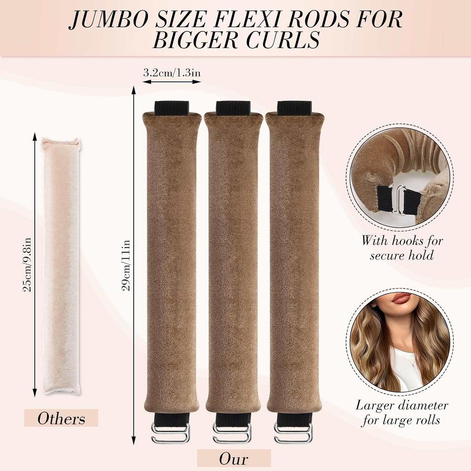 3 Pack Heatless Curls No Heat Curling Rod with Silk Scarf, Velvet Hair Curlers to Sleep in Curls with Hook  Rods Headband with Silk Scarf Curl Styling Kit for Long Medium Hair