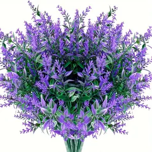 10 bunches of purple artificial lavender plastic flowers, Artificial Flower Bouquet, suitable for indoor and outdoor decoration, gardens, porches and holiday decorations in homes