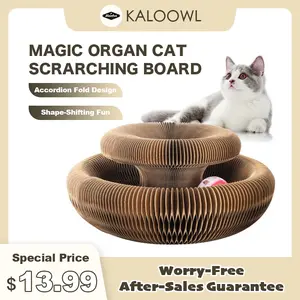 Magic Organ Cat Scratching Board, 1 Count Interactive Scratch Pad with Ball, Cat Scratcher for Grinding Claw, Furniture Protector, Retractable Kitten Toy