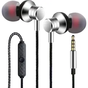 Empsun Wired Earbuds Headphones with Microphone Stereo Bass Earphones Noise Isolation in-Ear Headset Compatible with All Smartphones Tablets iPod IPad MP3 Player That with 3.5 mm Interface(Silver)