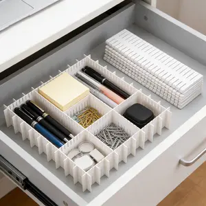 40PCS Drawer Dividers Adjustable Drawer Storage Organizer,Grid Drawer Dividers, DIY Plastic Closet Separator for Clutter Kitchen Cutlery Dresser Makeup Tools Socks Office Desk Bedroom