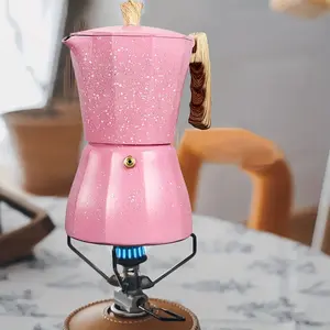 3/6 cups pink shimmering octagonal pot Italian espresso aluminum coffee maker Moka pot household coffee utensil