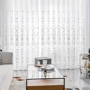 2-Piece Set (milk ) European Style Balcony Lace Curtains Home Textile Interior Decoration Suitable for Luxurious Modern Nordic Living Room Bedroom Dining Easy Installation