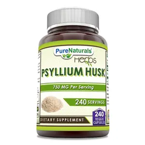 Pure Naturals Psyllium Husk Supplement | 750 Mg per Serving | 240 Veggie Capsule | Non-GMO | Gluten-Free | Made in USA