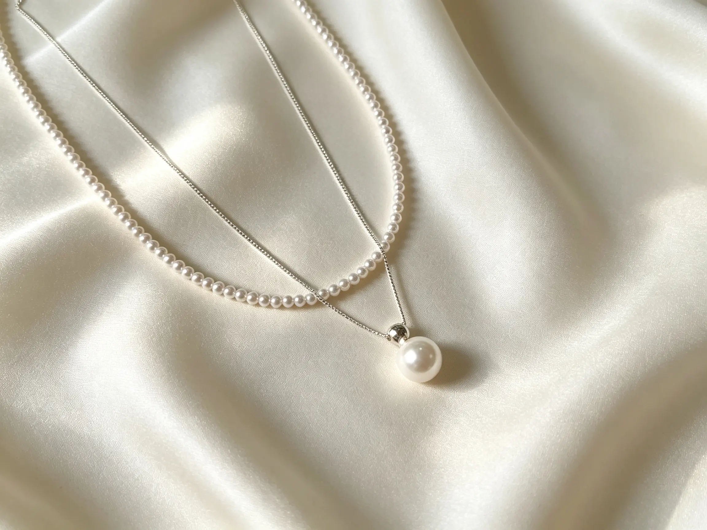 French-style double-layered pearl necklace