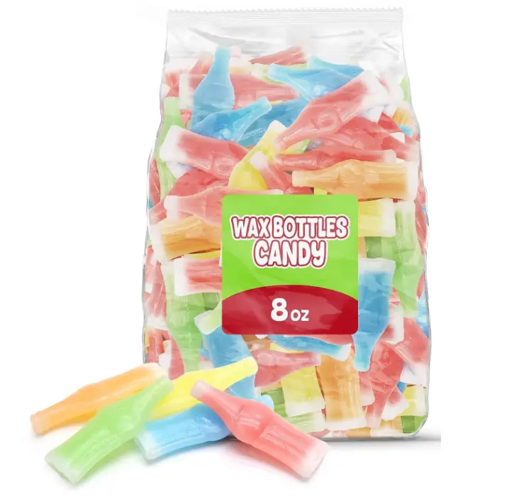 Wax Bottle Candy, 8 OZ Bag (½ LB), Retro Nostalgic Candies with Fruity