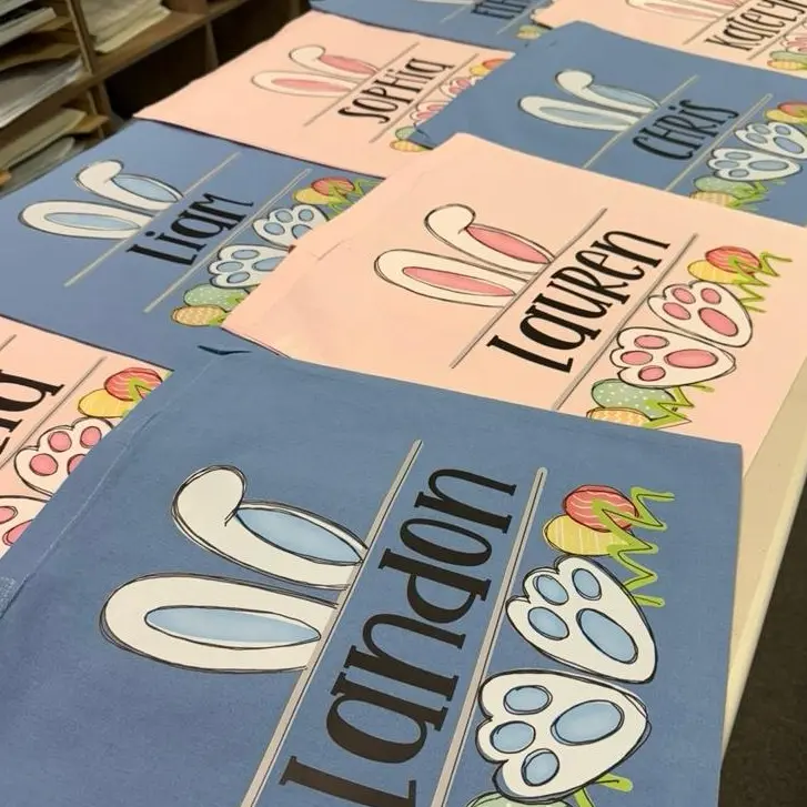 Personalized Easter Tote Bag for Kids, 100% Cotton Easter Print Design with a Self-Fabric Top Handle for Egg Hunting, Tote Bags