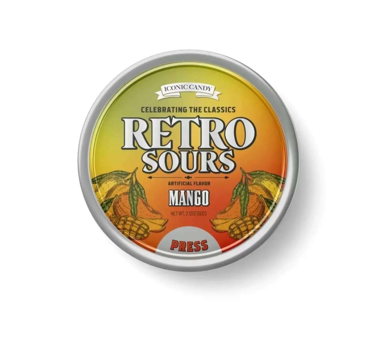 Retro Sour Tins - Hard Tangy Candy - Tangerine Flavored, 1 Tin tiktok candy